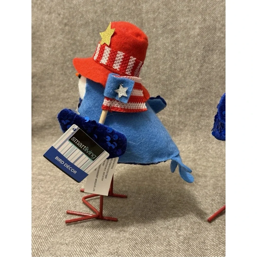 SmartLiving Patriotic Bird Decor Figurines Set of 3 Americana Stars Stripes